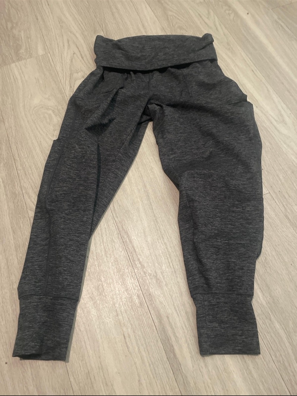 Fold-Over Waist Dark Gray Jogger Pants